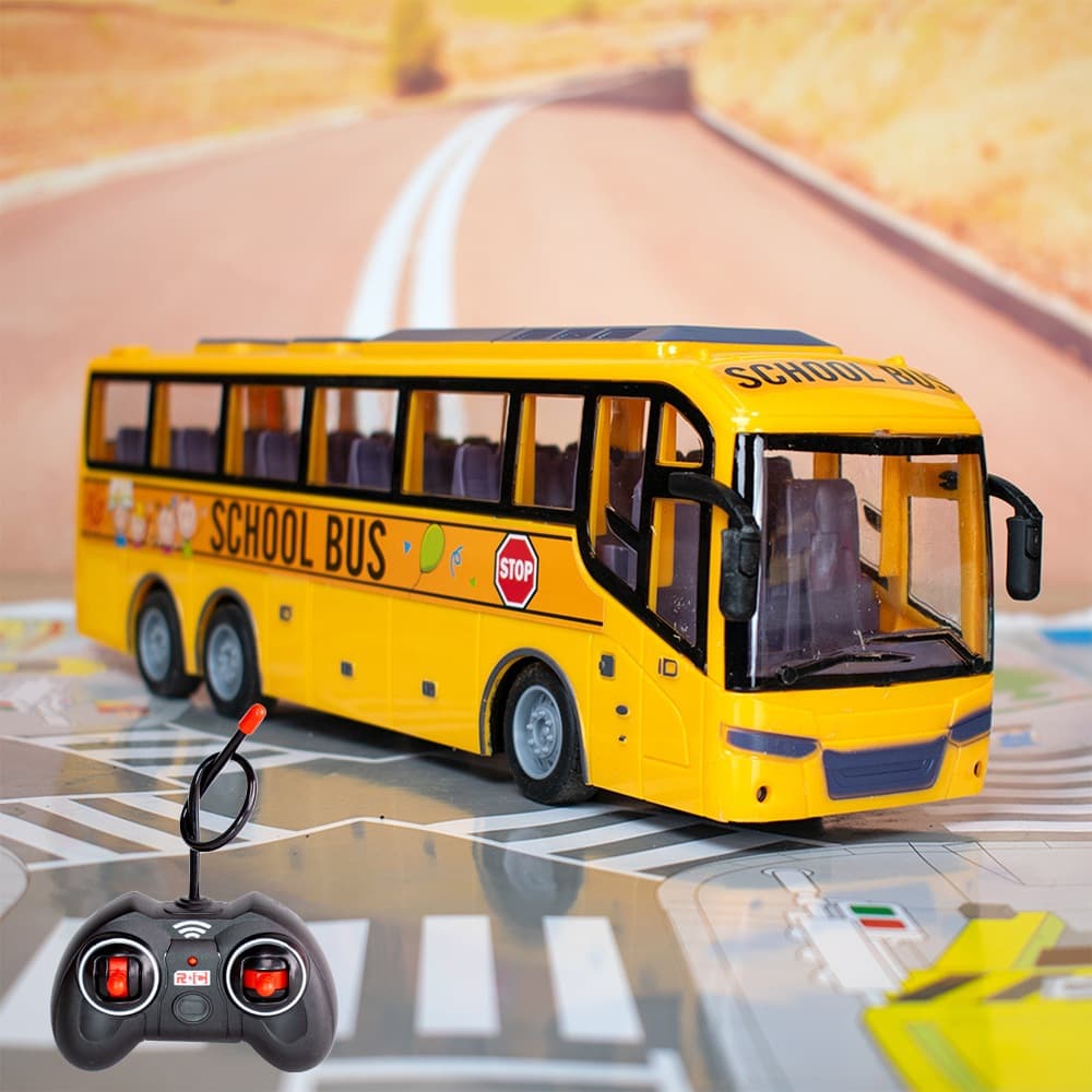 Ônibus Escolar Com Luz Infantil Carrinho Com Controle Remoto Bateria Recarregável Presente Crianças