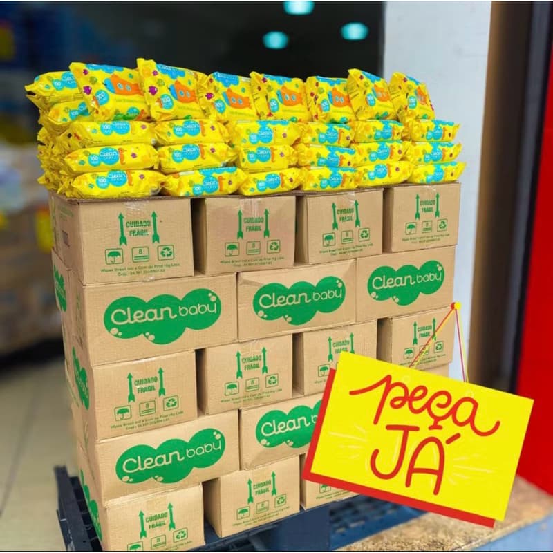 Caixa 10 Pacotes Toalhas Umedecidas Clean