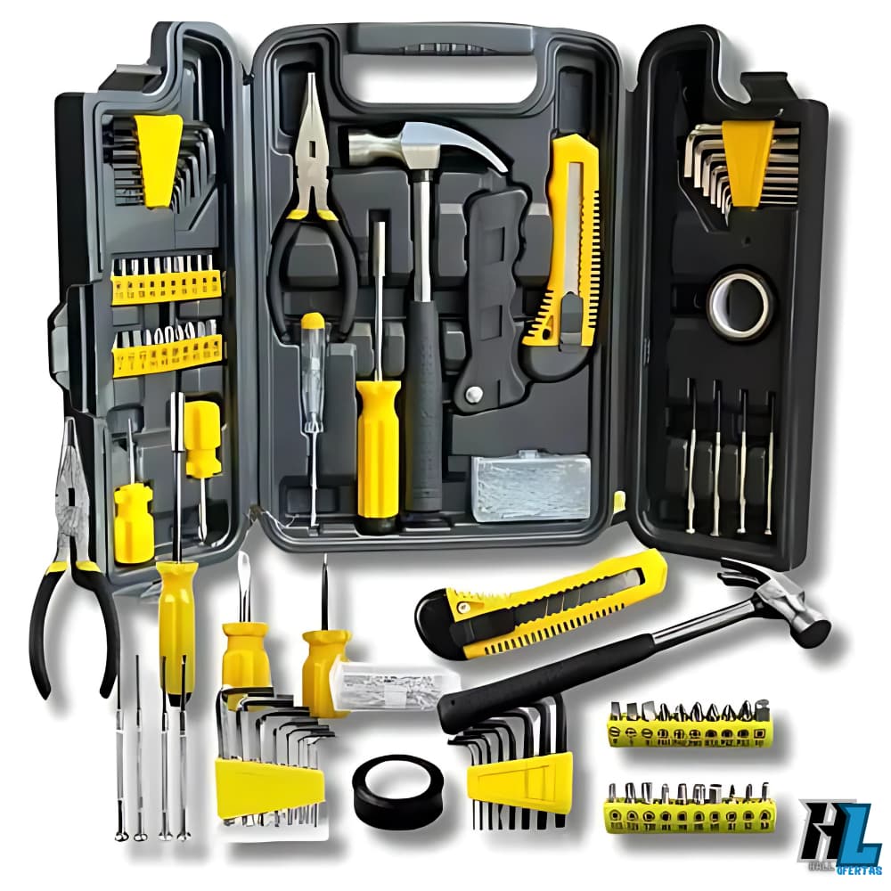 Jogo de Ferramentas kit 200 peças completo reforçado chave Allen Martelo Alicate Profissional