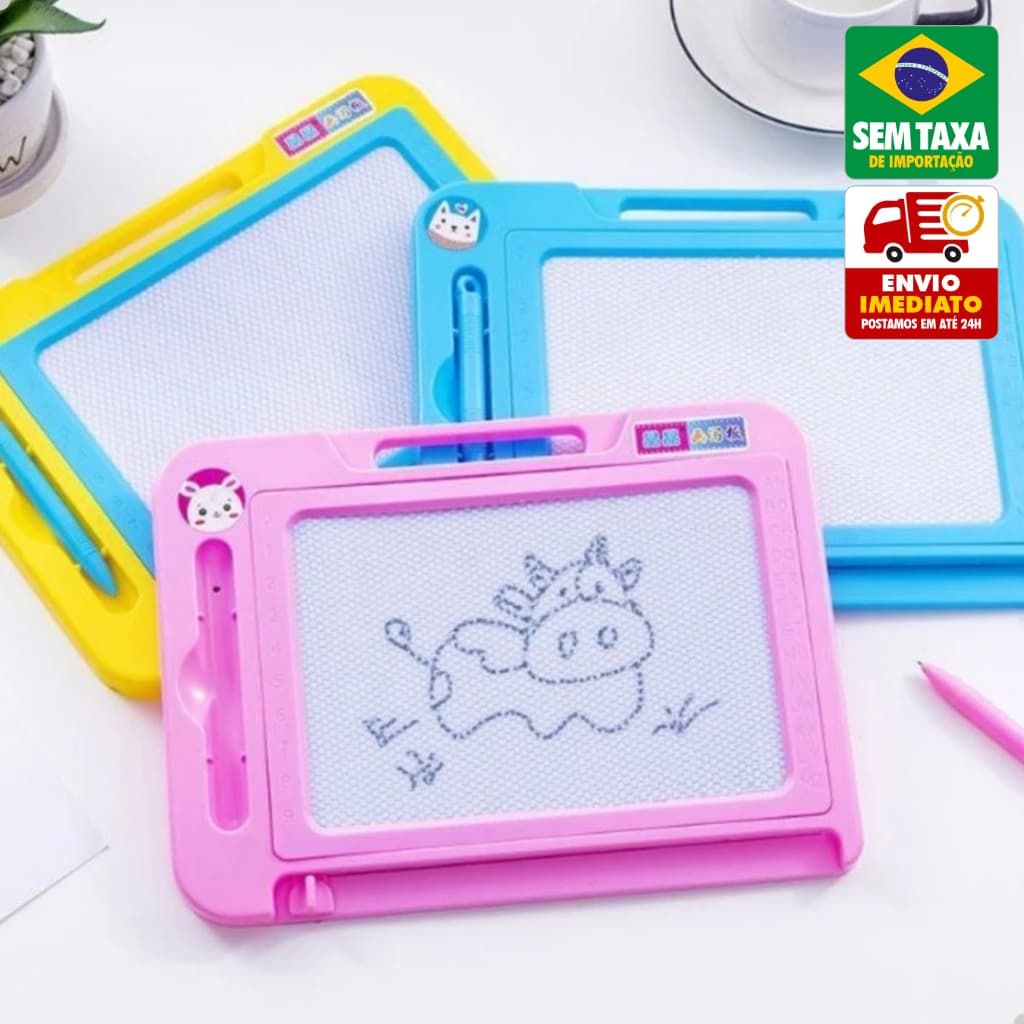 Lousa Mágica Infantil Magnética Quadro de Desenho Educativo P M G GG Cores Diversas