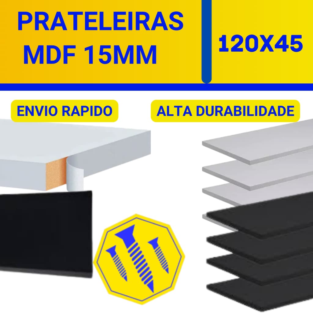 Prateleira Parede Guarda roupas Bancada 120x45cm não acompanha suporte Branca ou preto