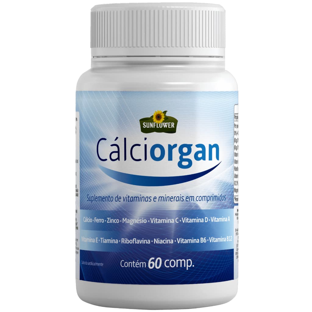 Calciorgan Cálcio Magnésio Vitamina A, Vitamina B, Vitamina C, Vitamina D3 60 Comprimidos Sunflower
