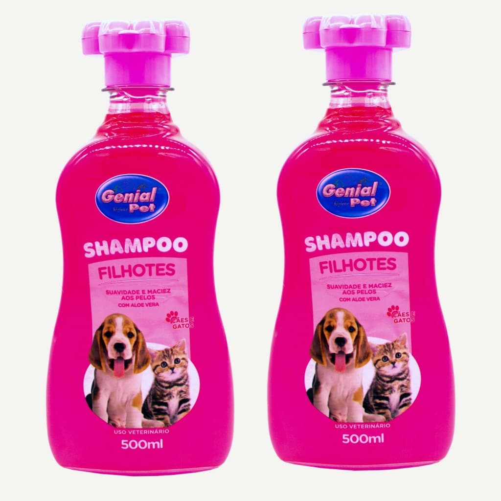 Shampoo Filhote Linha Pet Genial 500ml Banho Petshop e em Casa para Cães e Gatos