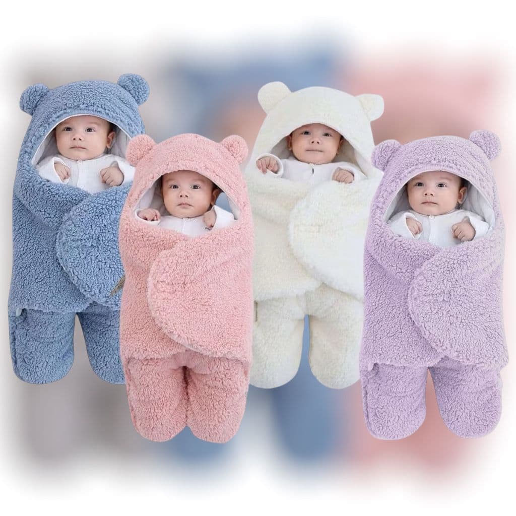 Saco de Dormir Bebe Ursinho Maternidade com Sherpa Dupla Face Menina e Menino