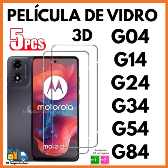 Película De Vidro 3D Temperado Para Moto G04 G14 G24 G34 G54 G84