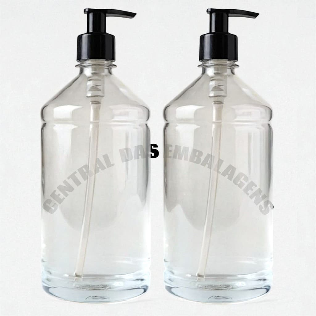 2 Frascos Pet 1L com Válvula PRETA Excelente para Shampoo Hidratantes Sabonete Gel Amaciante Garrafa Pet 1 litro