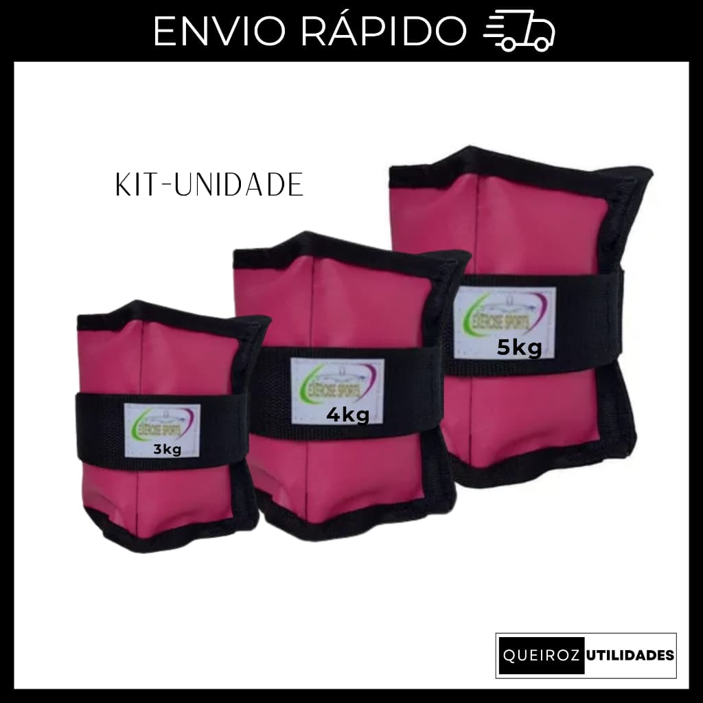 KIT Caneleira de Peso Rosa unidade de 3Kg + 4Kg + 5Kg Treino/Exercício/Academia/Crossfit/Fitness/Musculação