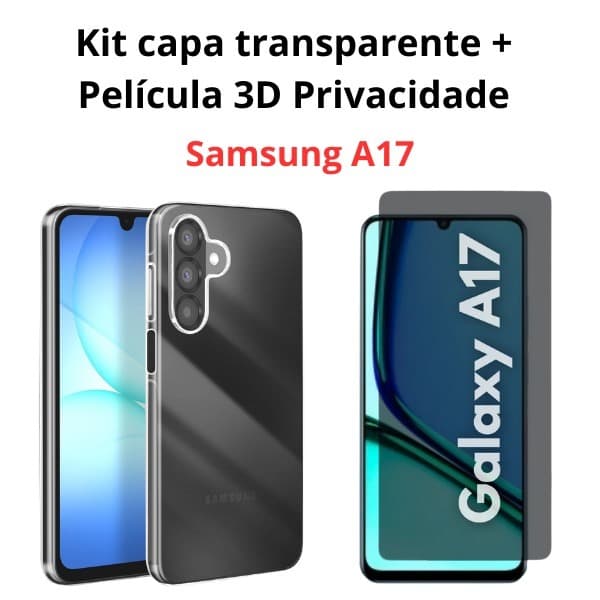 Kit Capinha Anti-Impacto + Película 3D Privacidade  Compatível Com Samsung A17