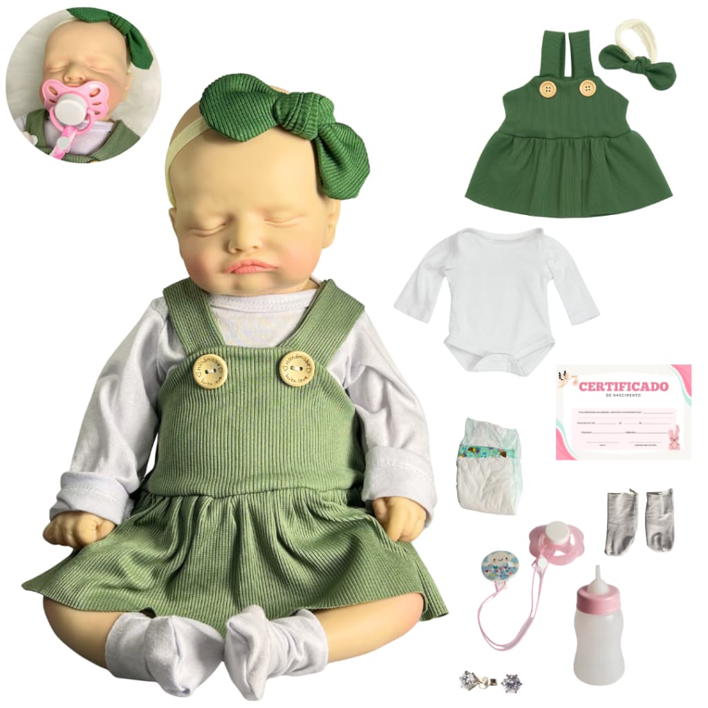Boneca Bebe Reborn Realista Silicone Rosalie Kit Luxo Enxoval Completo