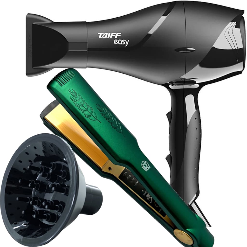 Secador De Cabelo Taiff Profissional Ions Tourmaline Ar Quente Frio Difusor Cachos Prancha Larga 220ºc