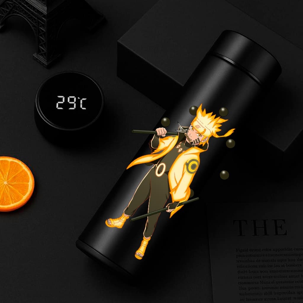Garrafa Térmica Naruto 500ml Inox c/ Termômetro Digital LED Display Temperatura