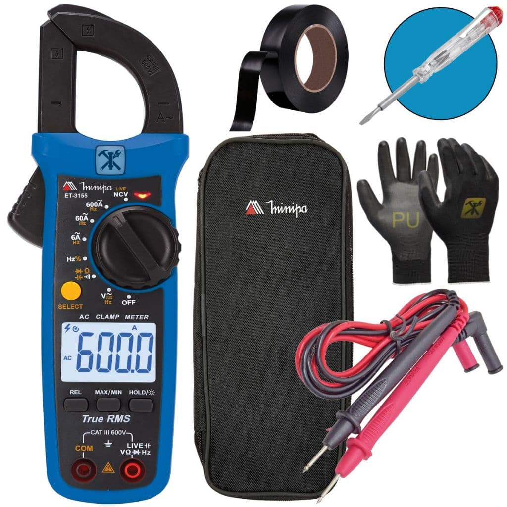 Alicate Amperímetro Digital Minipa Et-3155 True Rms Frequência Rede