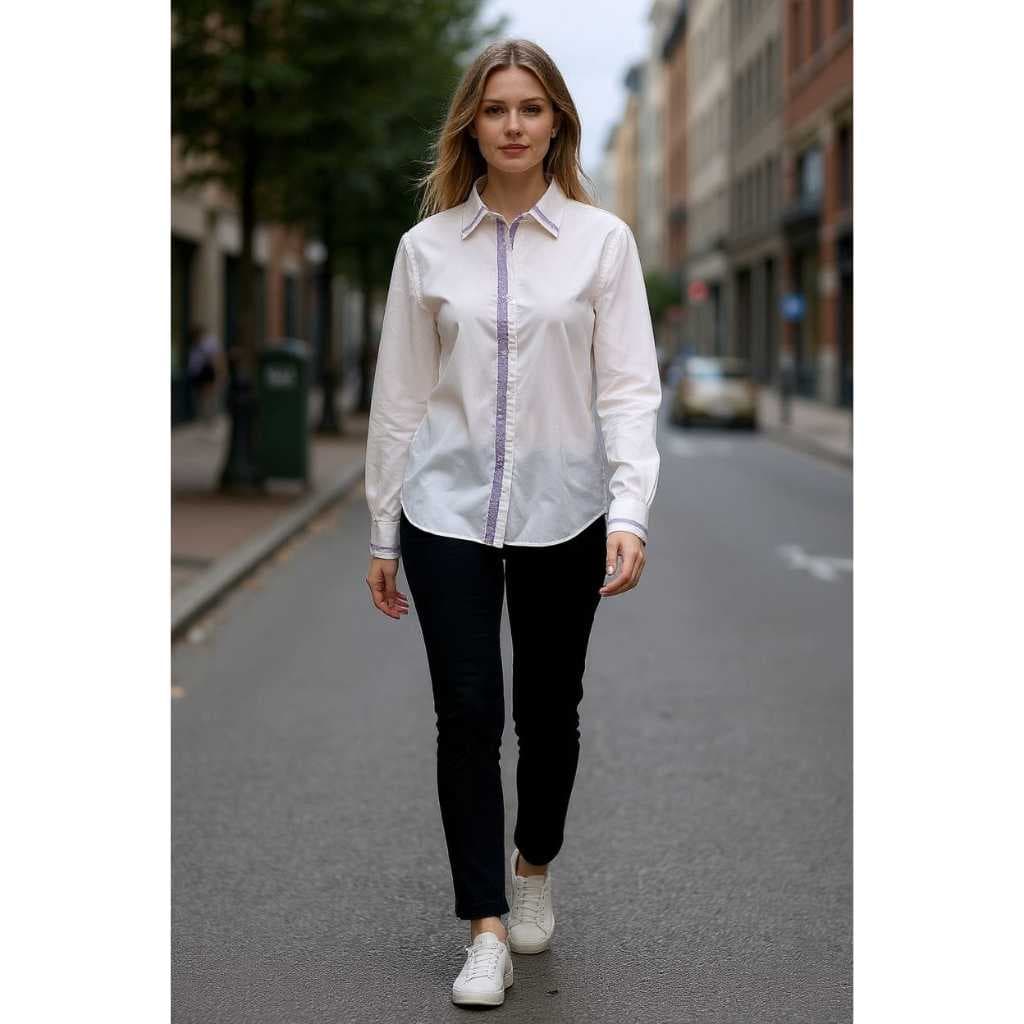 Camisa Social Feminina Manga Longa Slim Branca