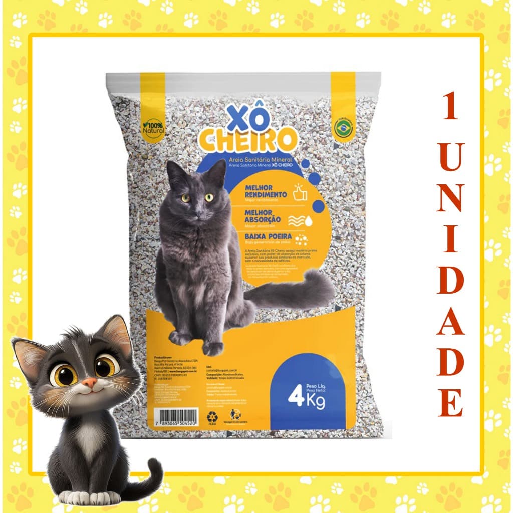 Areia Sanitária Gato Mineral Xô Cheiro - 4kg
