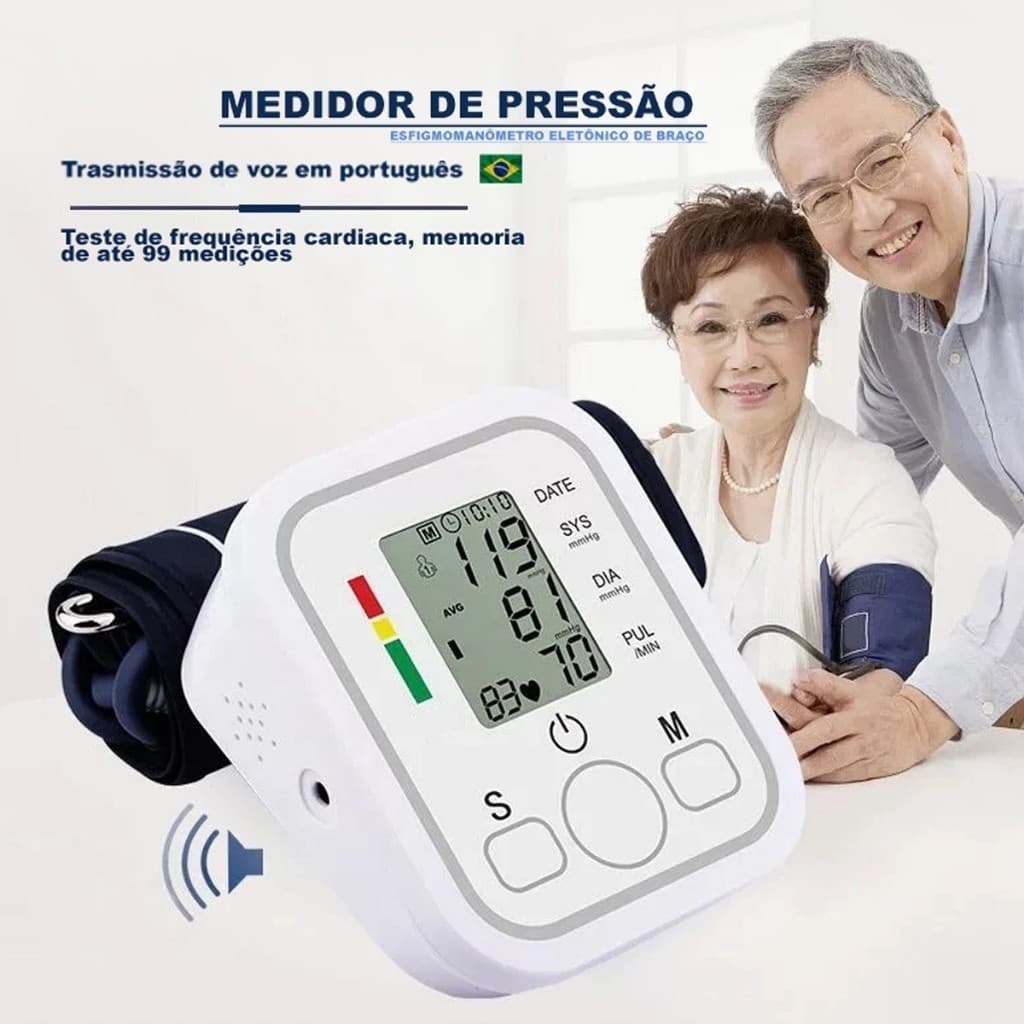 Medidor de Pressão Arterial Digital de Braço - Aparelho Profissional Automático com Precisão Hospitalar e Memória