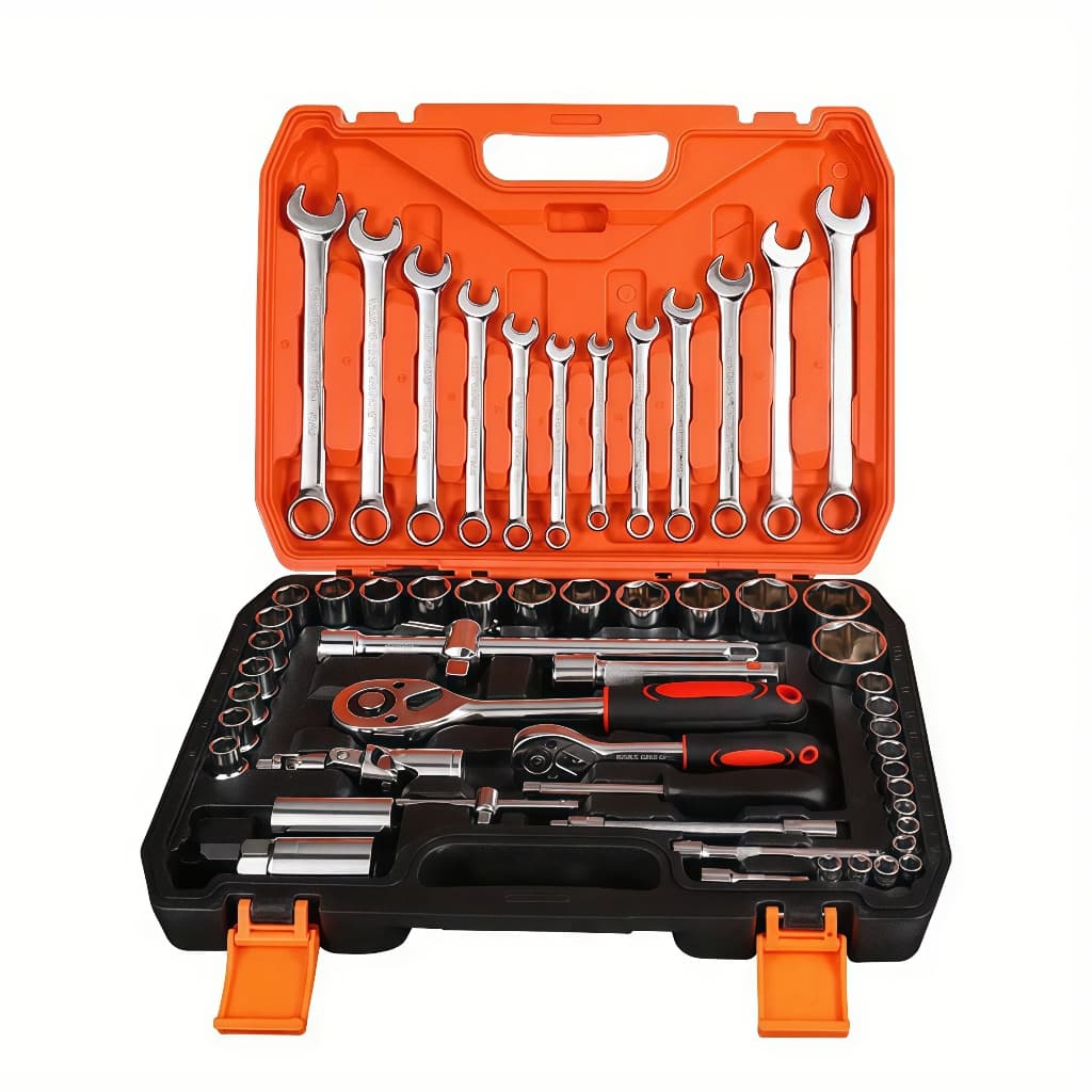 Kit de Ferramentas 61 Peças profissional jogo chave combinada soquetes e catraca grande