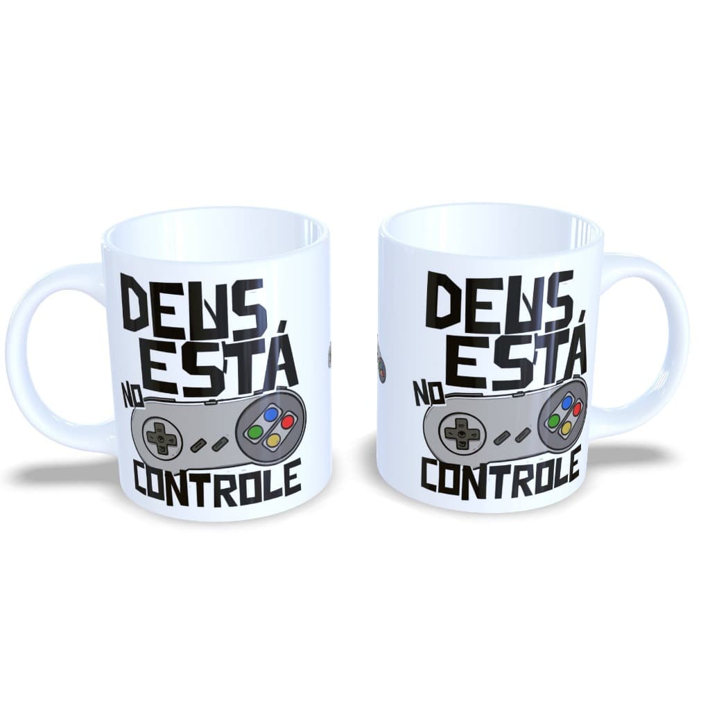 Caneca Divertida Controle de Videogame Deus Está no Controle