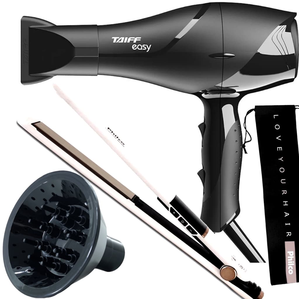 Secador Cabelo Taiff 1700w Ar quente Frio Profissional íons Tourmaline Difusor Prancha Digital Titaniun 450ºf PS 45