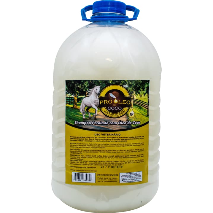 Shampoo para cavalos Perolado com oleo de coco p/ cavalos - 5 L