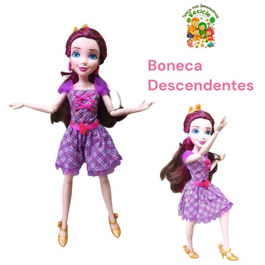 Boneca articulada roxa – Recicle Mamãe & Bebê Brechó Infantil