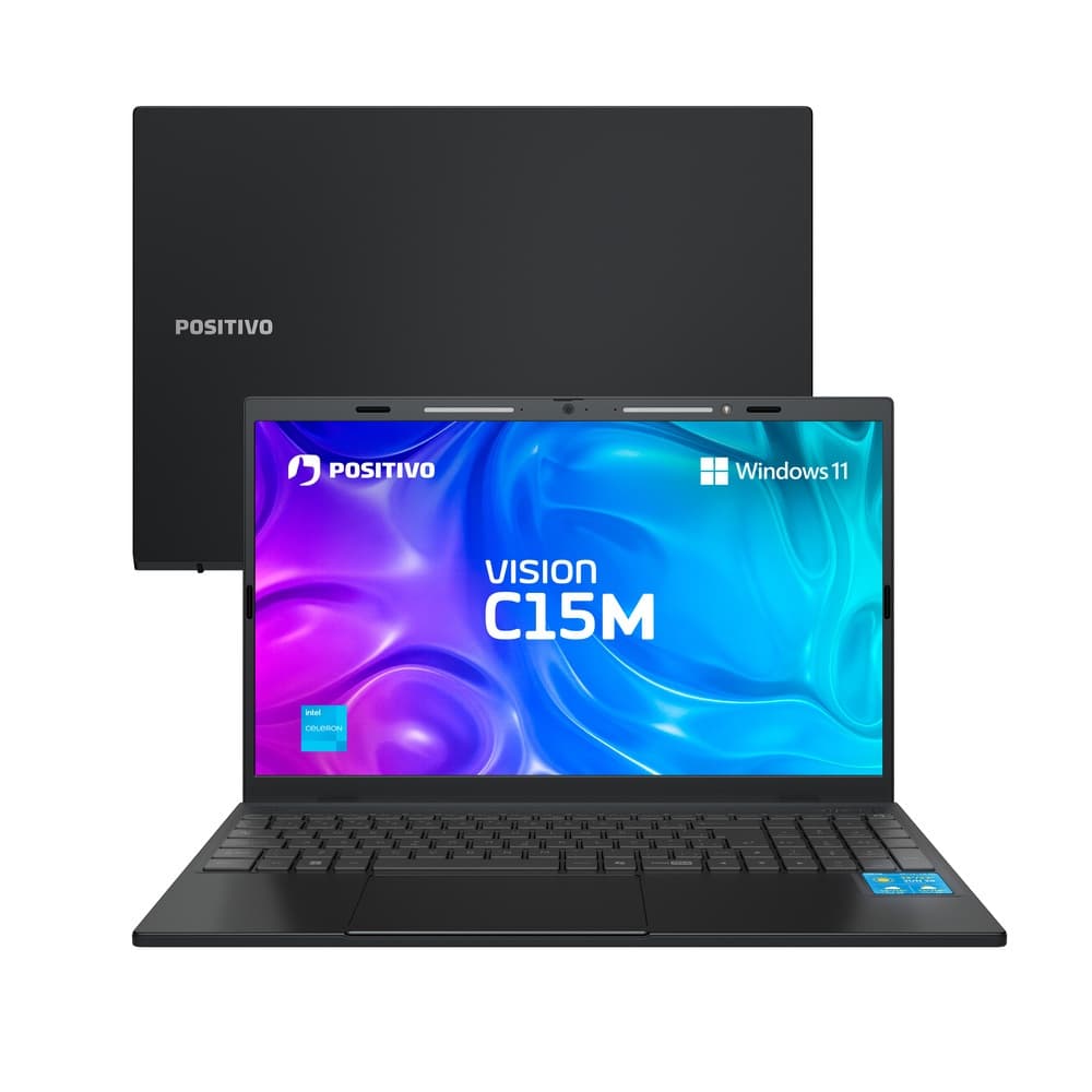 Notebook Positivo Vision C15M Intel Celeron N4500 8GB RAM 128GB eMMC 15,6'' Full HD W11 Minitela e Tecla Copilot Cinza -