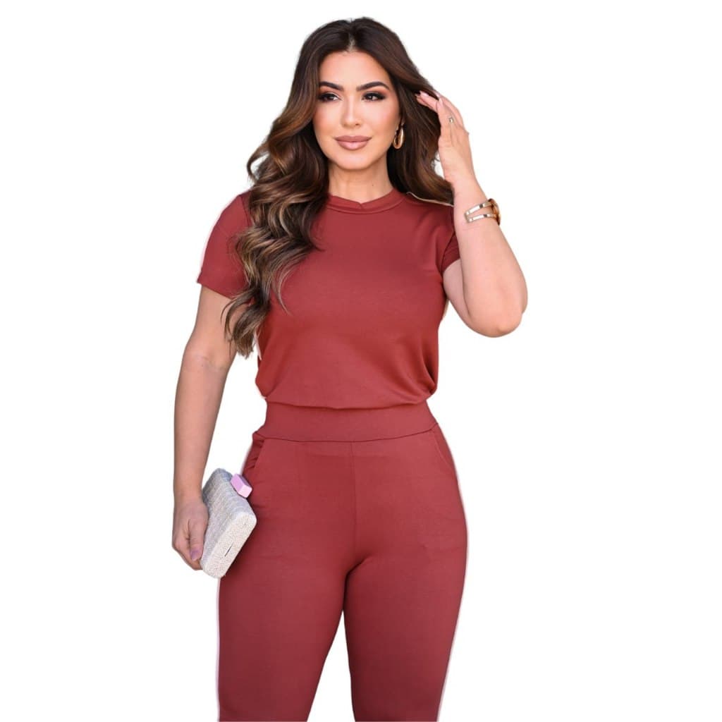 Conjunto Feminino Casual Elegante em Moletinho Premium Comfort com Listras Academia Fitness Roupa Feminina 2025 Oferta