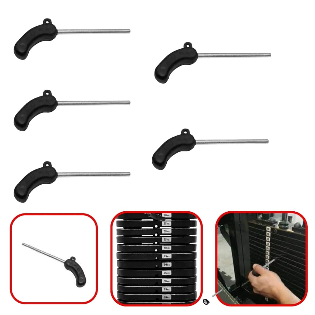 Kit 5 Pinos de Carga Revolvinho Preto 150mm x 5/16 Polegada Academia Treino