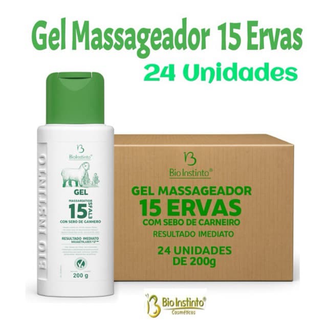 Kit 24 Gel Massageador 15 Ervas com Sebo de Carneiro Bio Instinto 200g Alívio Imediato