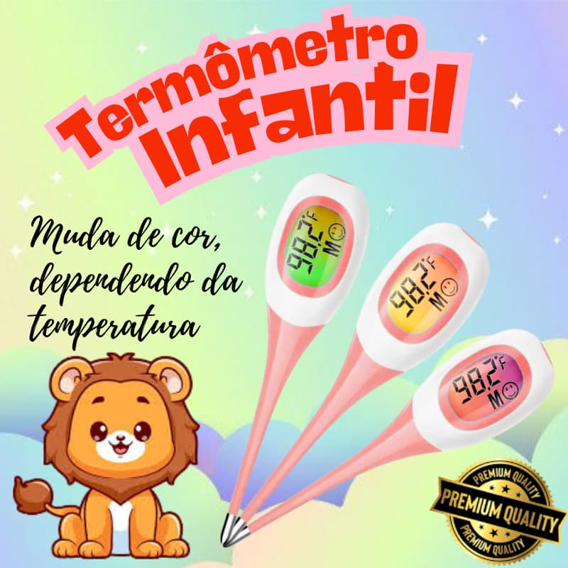 Termômetro digital Rosa com campainha, leitura em 8s, alta precisão e design confortável para uso fácil.