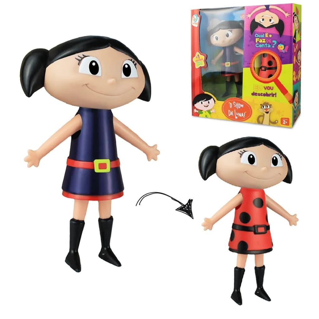 BAMBULUÁ Boneca Articulada Vinil Brinquedo Infantil Bebê Macio O Show da Luna Joaninha 20cm Original