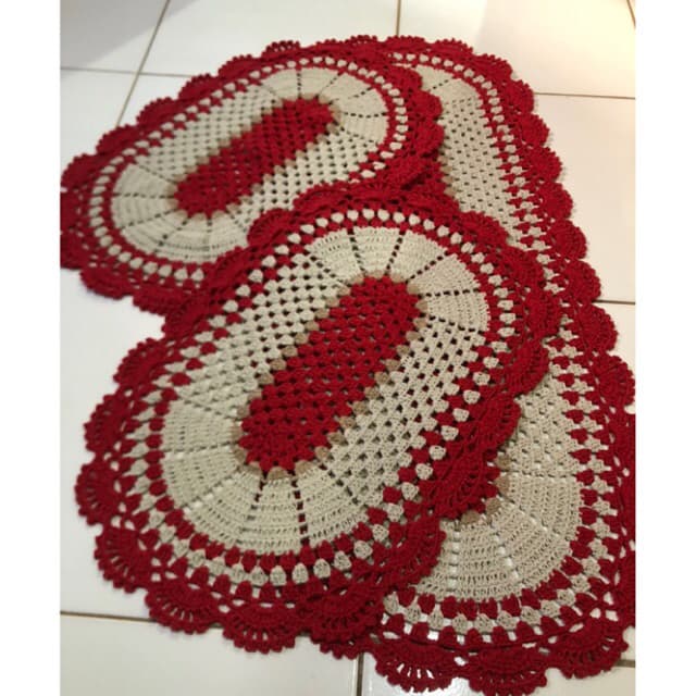 Passadeiras para quarto,sala ou cozinha de crochê,barbante fio 6 kit 3 peças