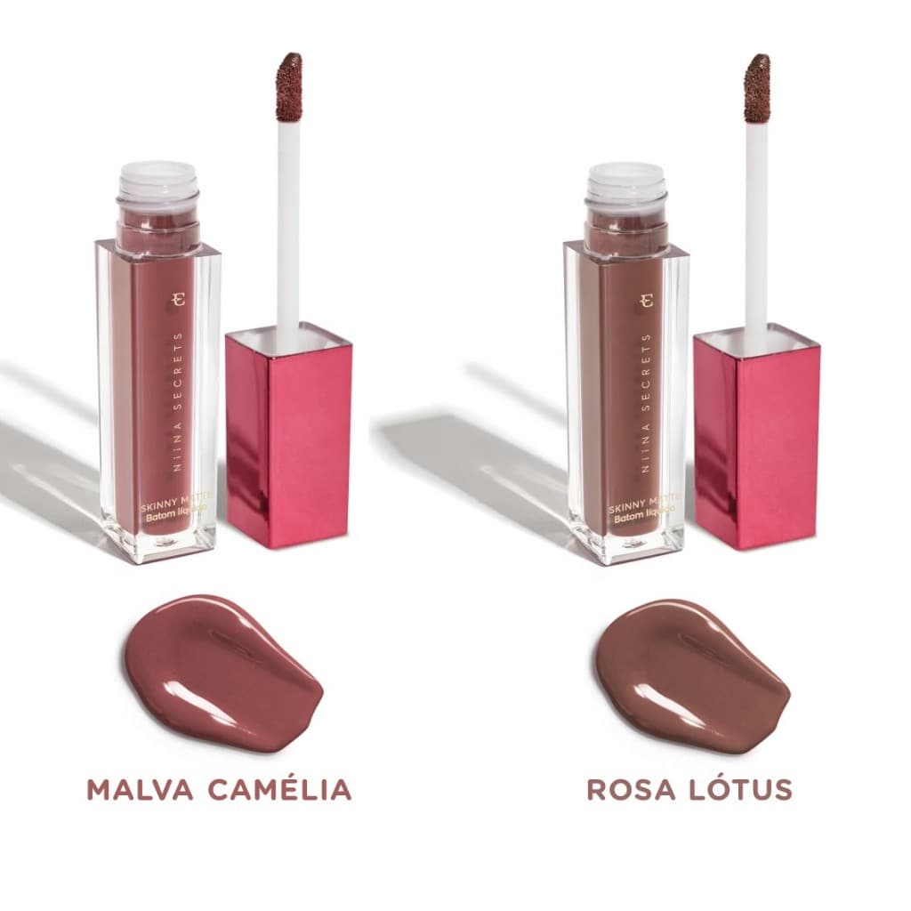 Batom Líquido Niina Secrets Skinny Matte 5ml (Malva Camélia / Rosa Lótus)