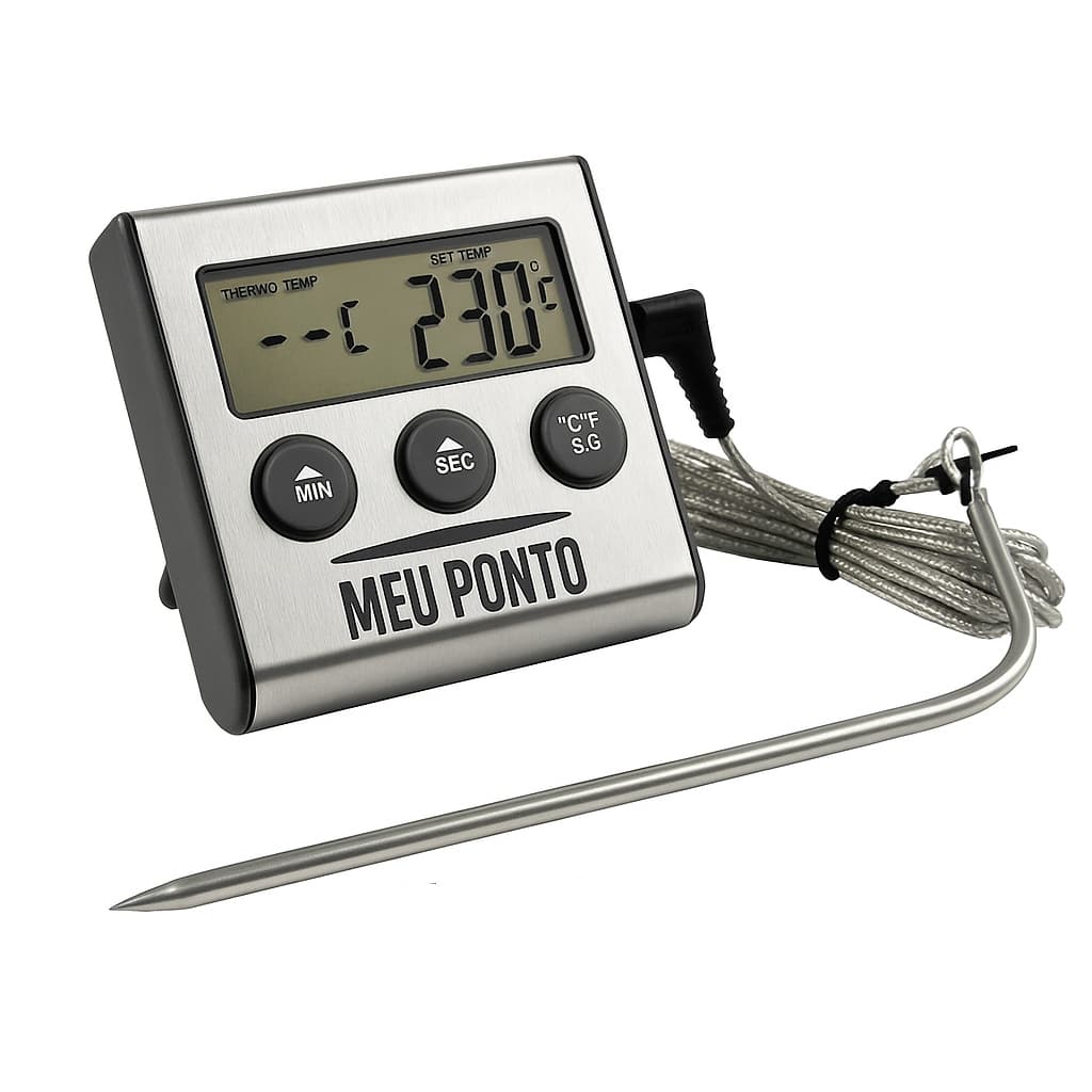 Termômetro Timer Digital P/ Forno / Defumador Churrasqueira BBQ Smoker