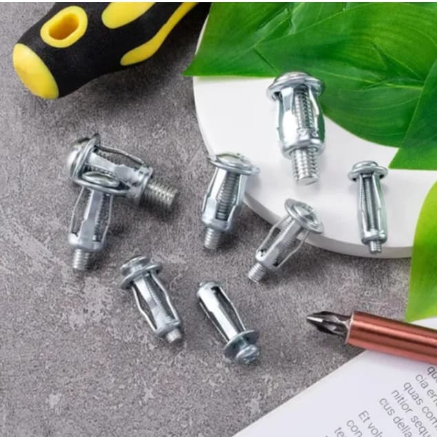 Kit 10 Grampos Rebites Expansão Metal M5x25mm Fixação Drywall Gesso Parede Oca Suporte Prateleira Reforçado