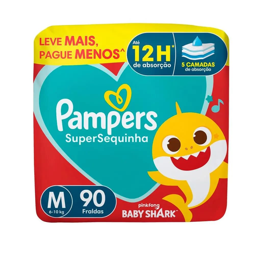 Fraldas Pampers SuperSequinha M 90 Unidades