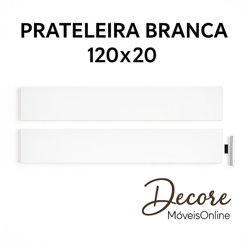 Kit 2 Prateleiras Branca 120x20cm MDF TX  –  Suporte Invisível Decorativa Parede