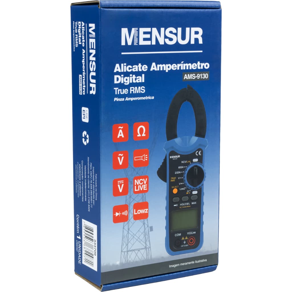 Alicate amperímetro digital true RMS AMS-9130 - MENSUR