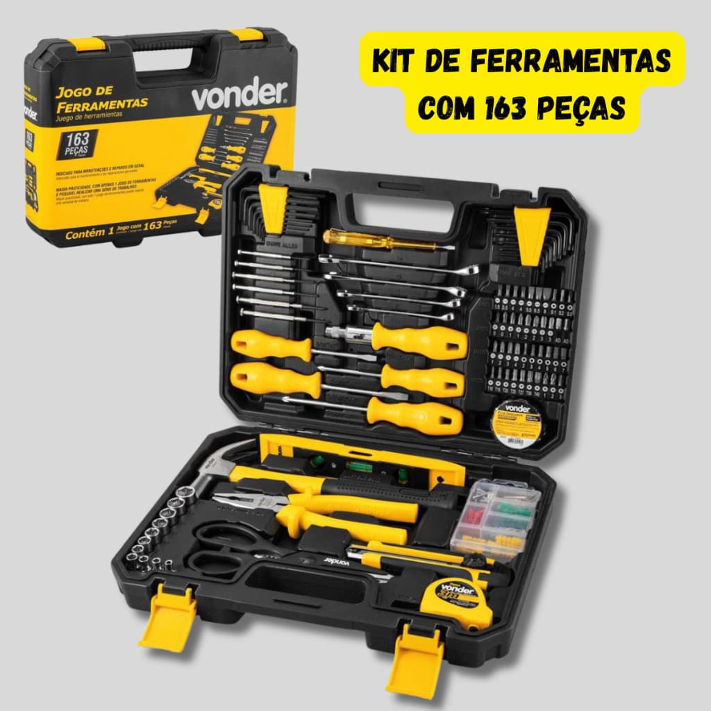 Kit Ferramentas Completo 163 Peças Vonder – Maleta Portátil Profissional