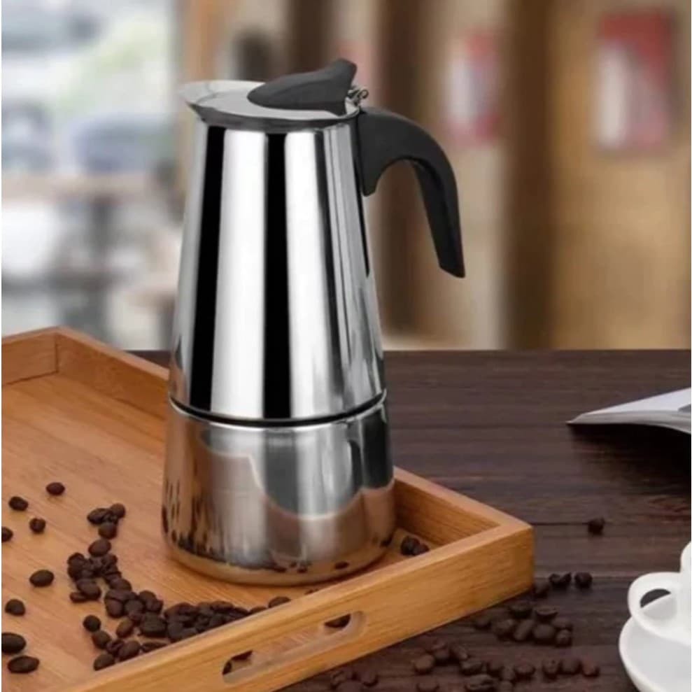 Cafeteira Italiana de Luxo em Aço Inox Expresso Premium para até 6 Xícaras de Café ou Chá