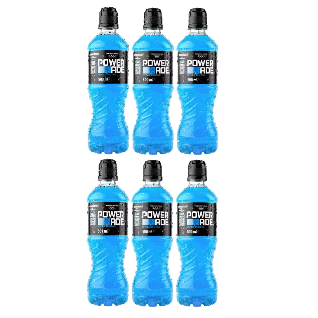 Kit Isotônico Powerade Sabor Mix de Frutas PET 500ML fardo com 6 UNID