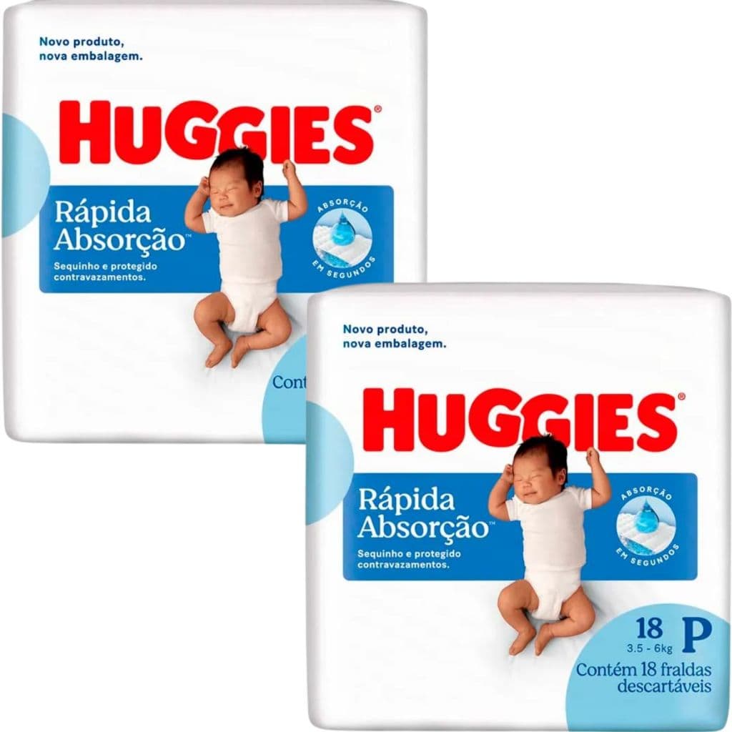 Fralda Huggies Rápida Absorção P - 2 Pacotes