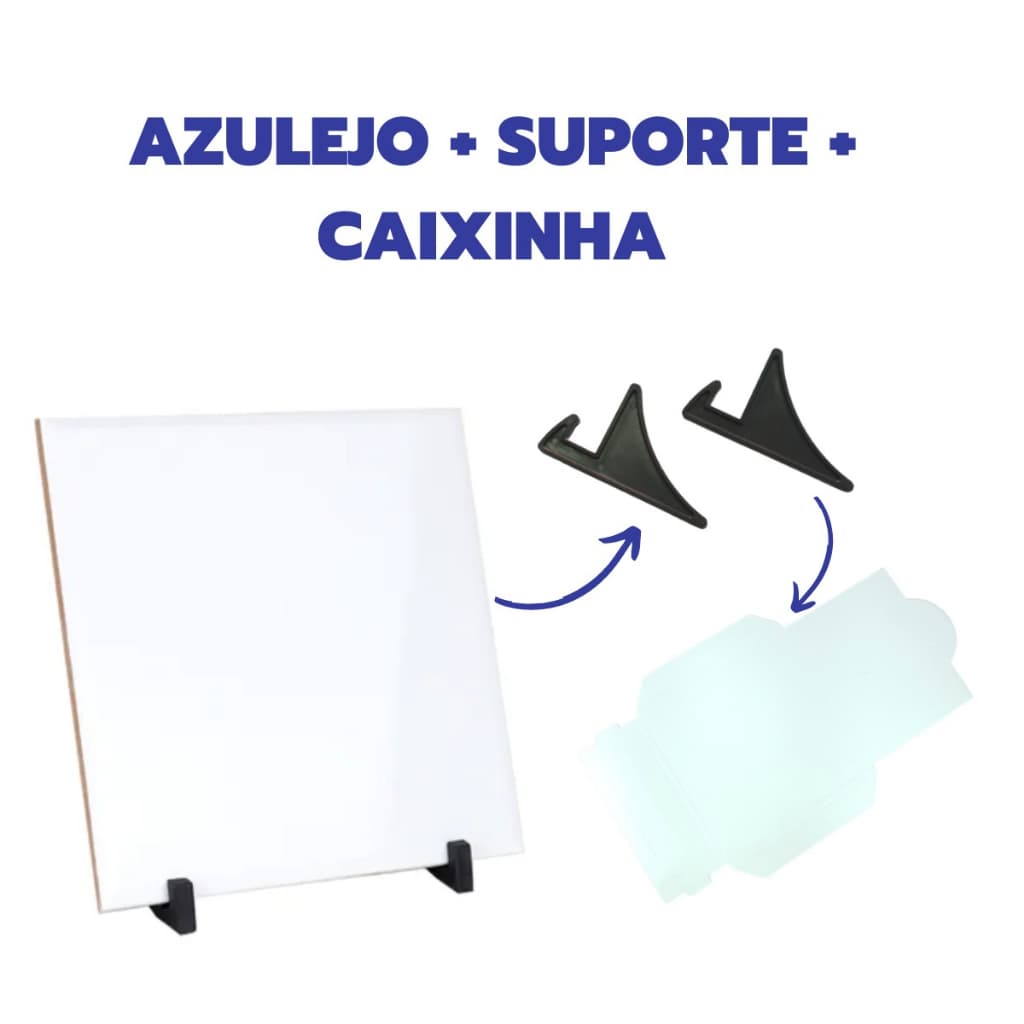 Kit 10 Azulejos Eliane 20x20 Branco Brilho Resinado para Sublimação + Suporte + Caixa Inclusos