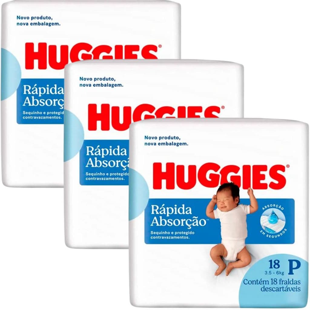 Fralda Huggies Rápida Absorção P - 54 Fraldas