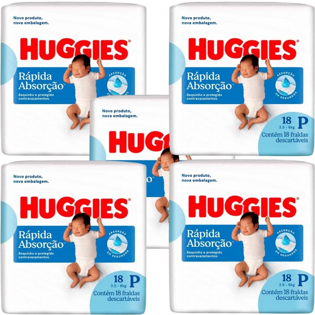 Fralda Huggies Rápida Absorção P - 90 Fraldas