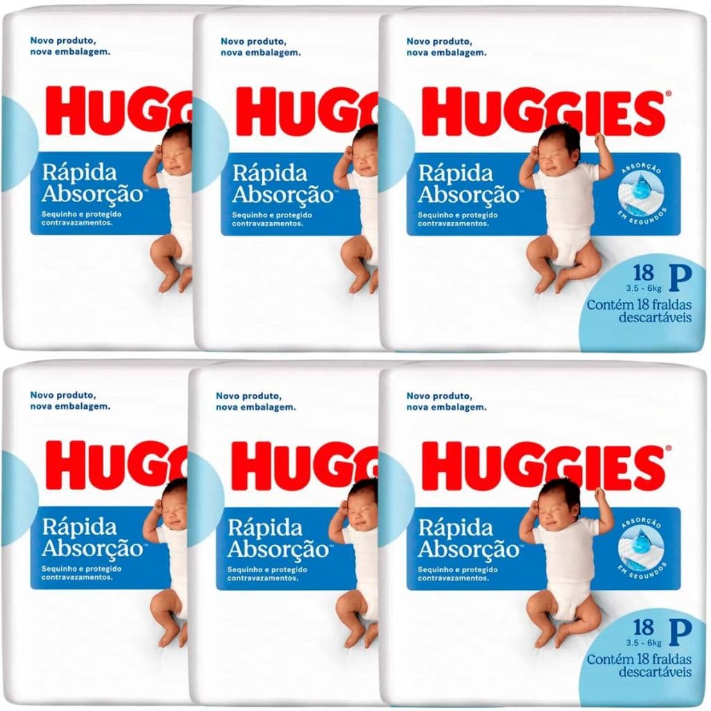 Fralda Huggies Rápida Absorção P - 108 Fraldas