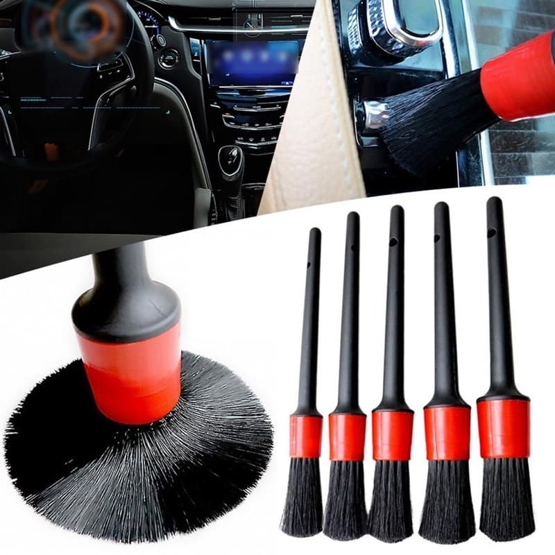 kit 5 pincel para limpeza automotiva detalhamento carro e moto