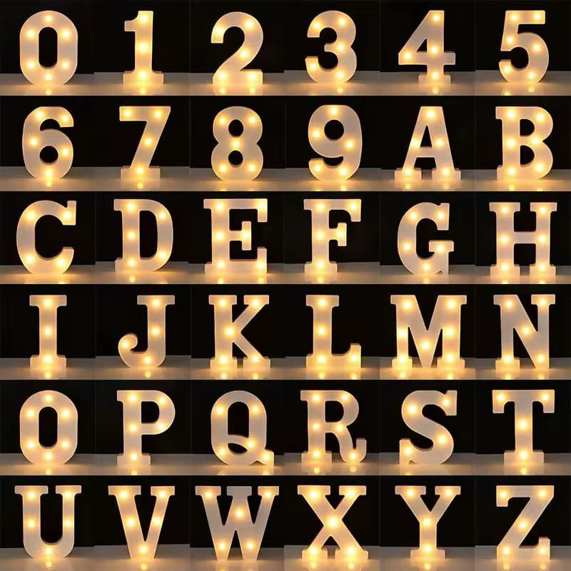 Letra e Numero Led Luminária 3D + Pilha Grátis Decorativa 16cm A-Z e 0-9