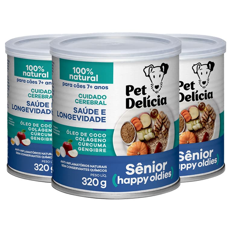 Ração Úmida Pet Delícia Cachorro Sênior 320g (Kit com 3)