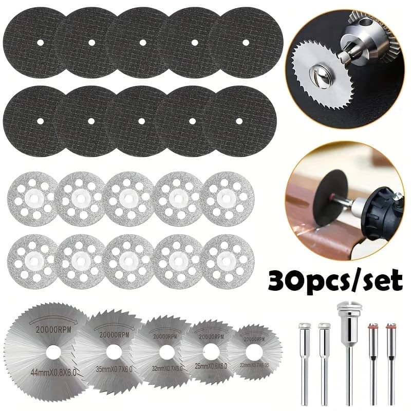 KIT 30 peças Disco Serra Circular Madeira Alta Resistência Retifica E Furadeira Parafusadeira Conjunto de mini