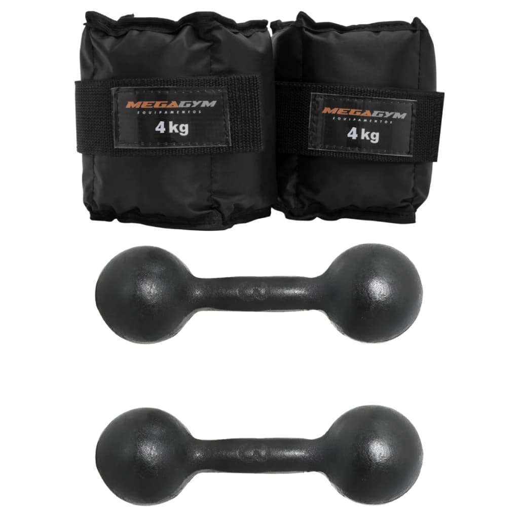 Kit Treino Fisioterapia Academia | 2 Caneleiras 4kg + 2 Halter Bola 3kg | Peso Musculação